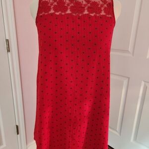 Chic Red Lace Midi Dress